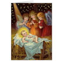 Cartão de Natal da natividade do Victorian