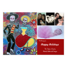 Cartão de Natal de Diâmetro de los Muertos Convites Personalizados