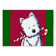 Cartão de Natal de Westie do bastão de doces
