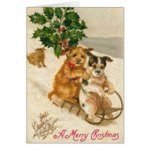 Cartão de Natal do cão do Victorian
