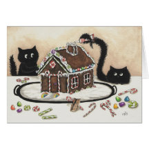 Cartão de Natal do gato preto do auge & da vaia po