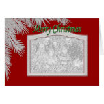 Cartão de Natal do quadro da árvore de prata