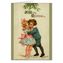 Cartão de Natal do Victorian - dê-me um beijo!