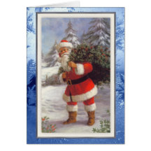Cartão de Natal velho do papai noel da forma