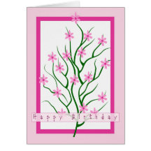 Cartão de nota da árvore da flor do feliz aniversa