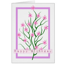 Cartão de nota da árvore da flor do feliz aniversa