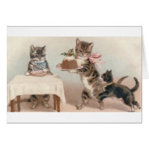 Cartão de nota da sobremesa do Natal do gato e do 