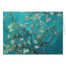 Cartão de nota das flores da amêndoa de Van Gogh