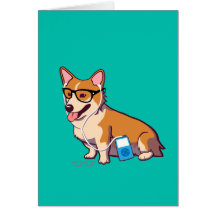Cartão de nota do Corgi do hipster