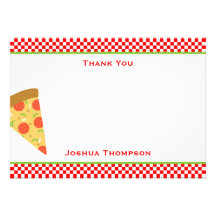 Cartão de nota liso da pizza convite personalizado