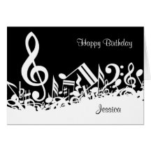 Cartão de notas musicais misturado personalizado