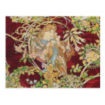 Cartão de Nouveau da arte: Mucha - mulher com marg Cartao Postal