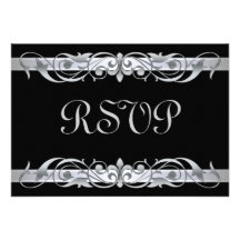 Cartão de prata do preto RSVP da grã-duquesa rolo Convites Personalizados