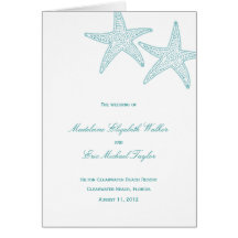 Cartão de programa do casamento da estrela do mar