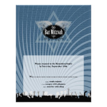 Cartão de resposta de Mitzvah do bar do clube no a Convites Personalizados