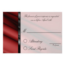 Cartão de resposta de seda vermelho convites personalizados