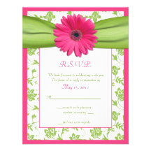 Cartão de resposta floral do casamento tema damasc convite personalizados