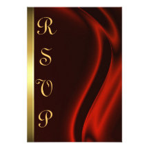 Cartão de seda vermelho do ouro RSVP do marquês Convites Personalizado