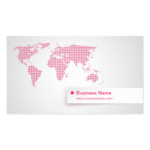 Cartão de visita (cor-de-rosa) do mapa do mundo