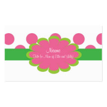 Cartão de visita cor-de-rosa e verde das mamães