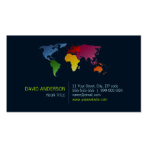 Cartão de visita do mapa do mundo