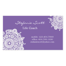 Cartão de visita elegante em roxo e em branco
