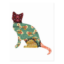 Cartão do animal de estimação dos retalhos do gato cartão postal