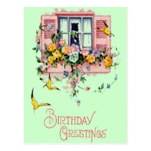 Cartão do aniversário dos cumprimentos do vintage cartão postal