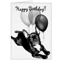 Cartão do buldogue francês de feliz aniversario