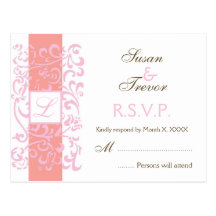 Cartão do casamento RSVP - videira do monograma Cartões Postais