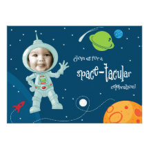 Cartão do convite do aniversário do astronauta do 