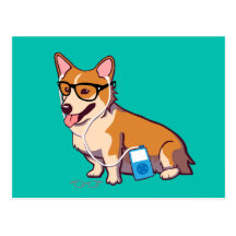 Cartão do Corgi do hipster Cartões Postais