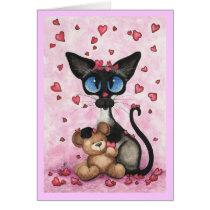 Cartão do dia dos namorados do gato Siamese cartões