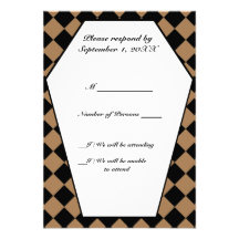 Cartão do ébano de Damier (Tan) RSVP Convite Personalizado