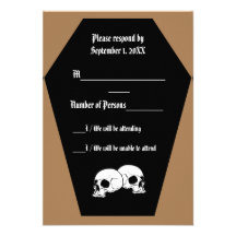Cartão do ébano do caixão (Tan) RSVP Convite Personalizados