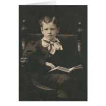 cartão do livro de leitura do menino