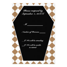 Cartão do marfim de Damier (Tan) RSVP Convite Personalizado