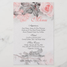 Cartão do menu do casamento do rosa do rosa da prí panfleto coloridos