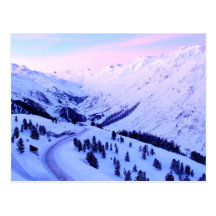 Cartão do nascer do sol da neve da montanha cartoes postais