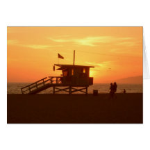 Cartão do por do sol da estação do Lifeguard
