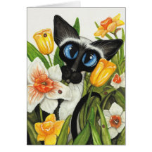 Cartão do primavera da páscoa do gato Siamese
