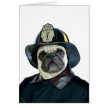 Cartão do Pug do bombeiro