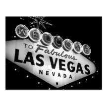 Cartão do sinal B&W de Vegas Cartão Postal