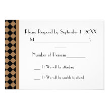 Cartão do tabuleiro de damas (Tan/preto) RSVP Convites Personalizado