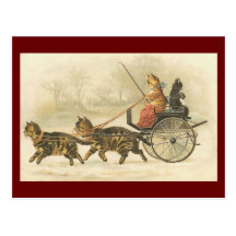 Cartão do treinador do gatinho do vintage cartão postal