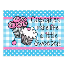 Cartão doce da receita dos cupcakes cartões postais