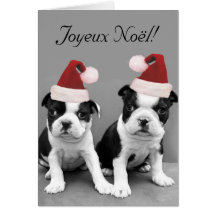 Cartão dos terrier de Joyeux Noël Boston