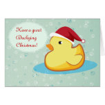 Cartão ducky de borracha amarelo do Feliz Natal cartões