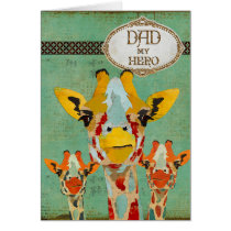 Cartão espreitando do dia dos pais de três girafas cartões