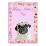 Cartão feliz do pug do dia das mães
